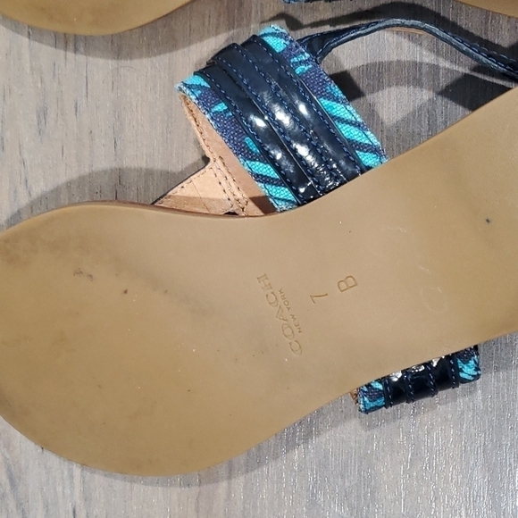 Coach Sammy Jacquard flip flop sandals ankle straps shoes sz 7B - Picture 10 of 13